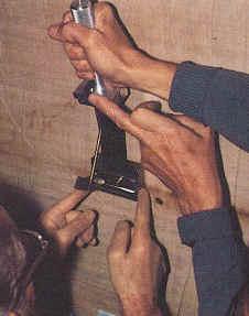 STURP scientists placing applicator on the Shroud